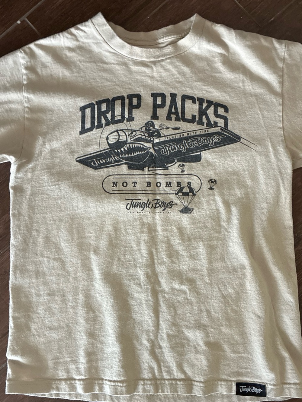 "Drop Packs" Short Sleeve Tee in Cream